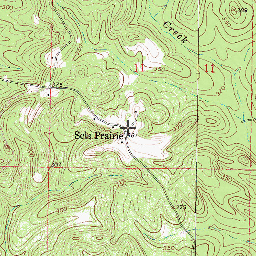 Topographic Map of Sels Prairie, MS