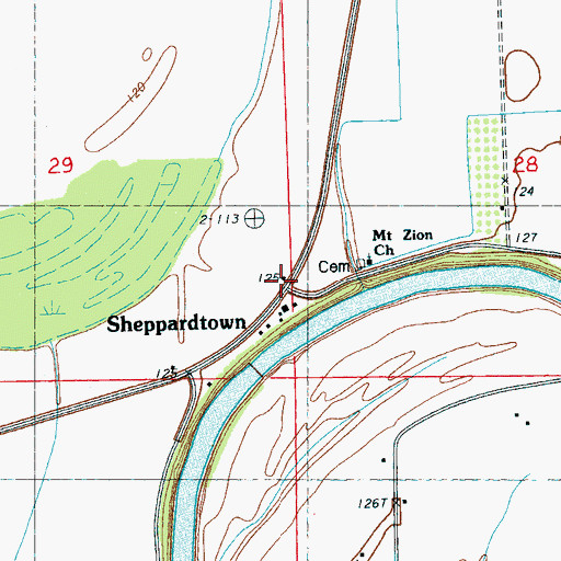 Topographic Map of Sheppardtown, MS