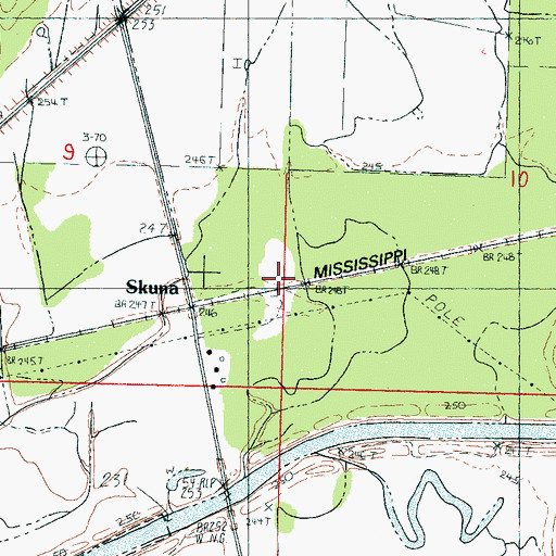 Topographic Map of Skuna, MS