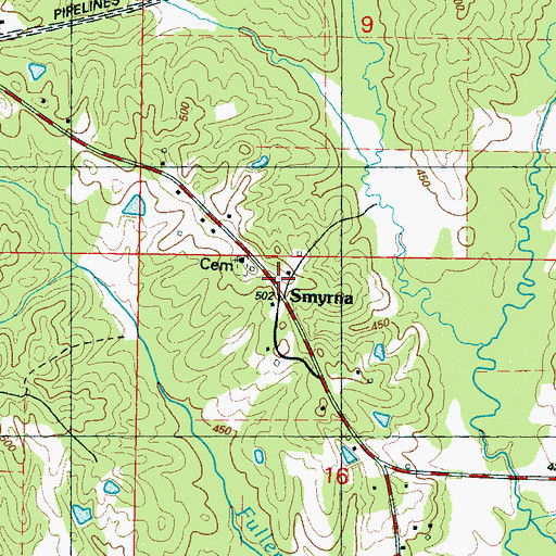Topographic Map of Smyrna, MS