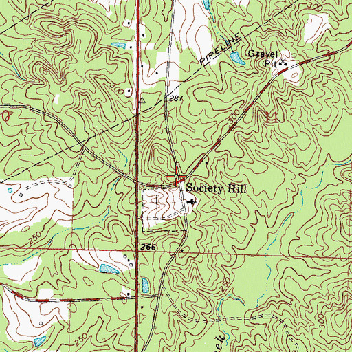 Topographic Map of Society Hill, MS