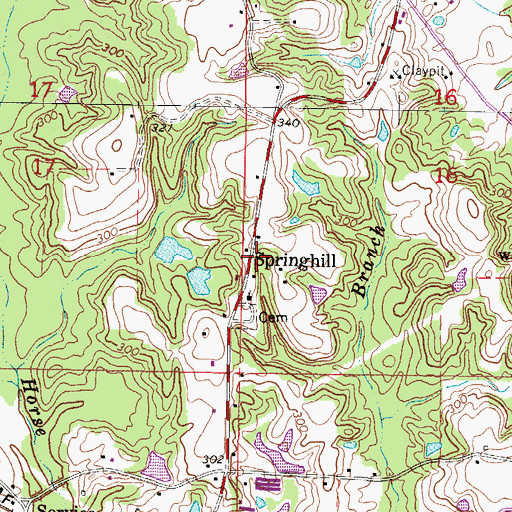 Topographic Map of Springhill, MS