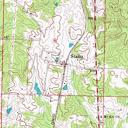 Topographic Map of Stallo, MS