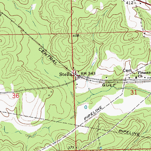 Topographic Map of Stella, MS