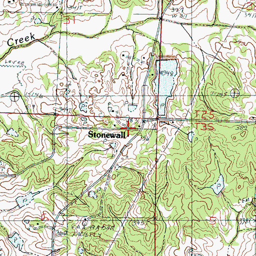 Topographic Map of Stonewall, MS