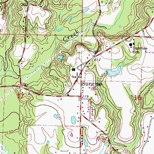 Topographic Map of Sunrise, MS