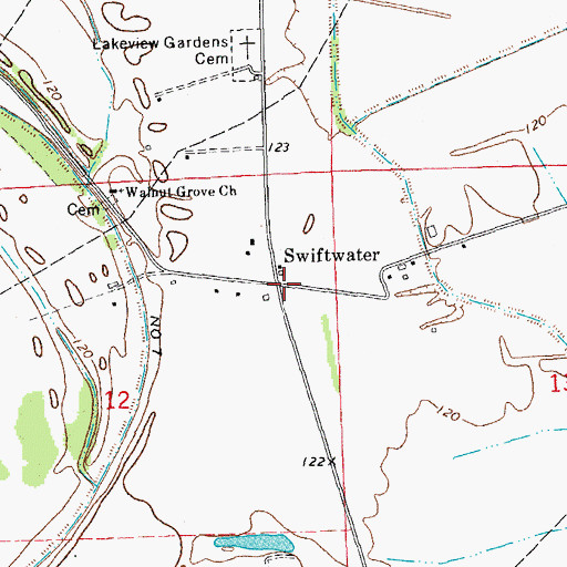 Topographic Map of Swiftwater, MS