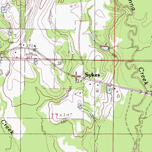 Topographic Map of Sykes, MS