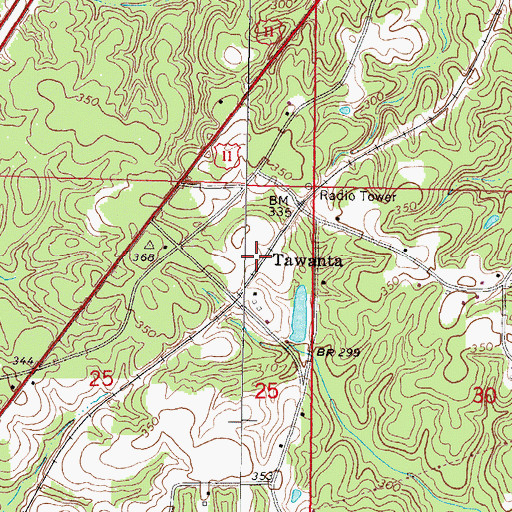 Topographic Map of Tawanta, MS