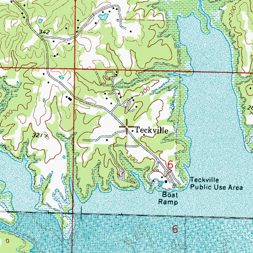 Topographic Map of Teckville, MS