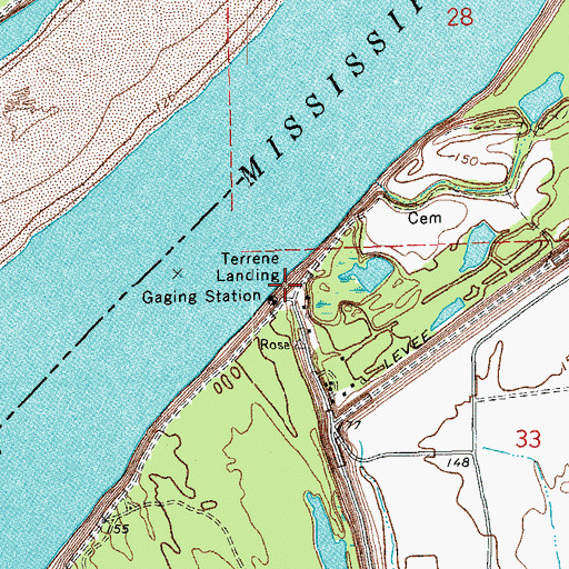 Topographic Map of Terrene Landing, MS