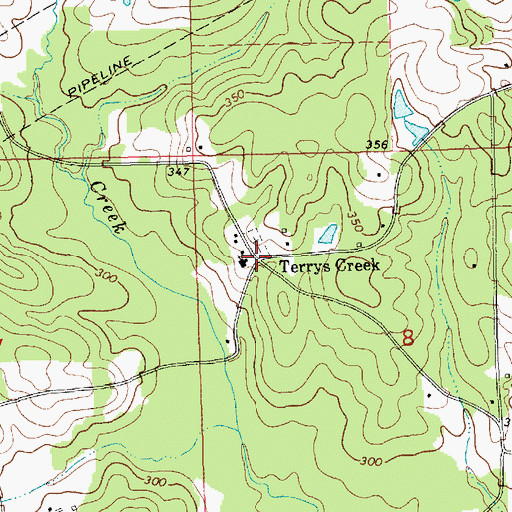 Topographic Map of Terrys Creek, MS