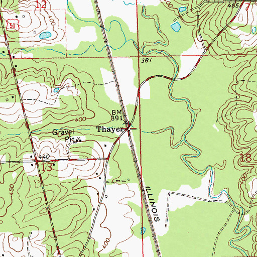 Topographic Map of Thayer, MS