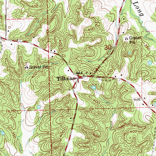 Topographic Map of Tillman, MS