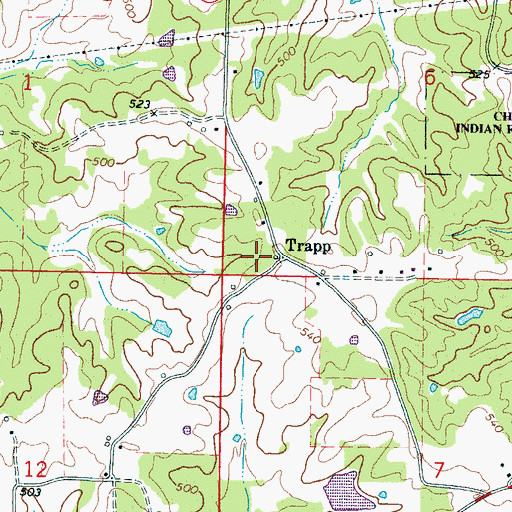 Topographic Map of Trapp, MS