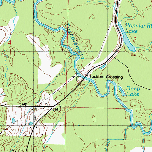 Topographic Map of Tuckers Crossing, MS