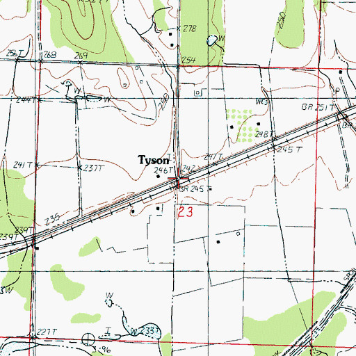 Topographic Map of Tyson, MS