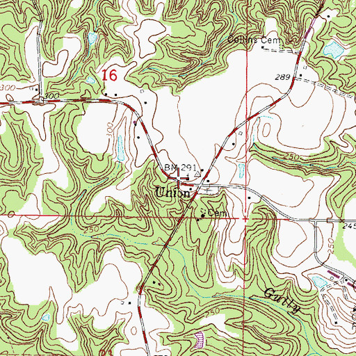 Topographic Map of Union, MS