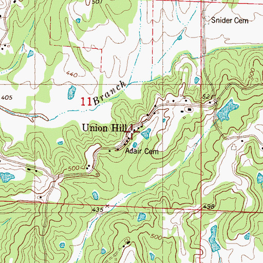 Topographic Map of Union Hill, MS