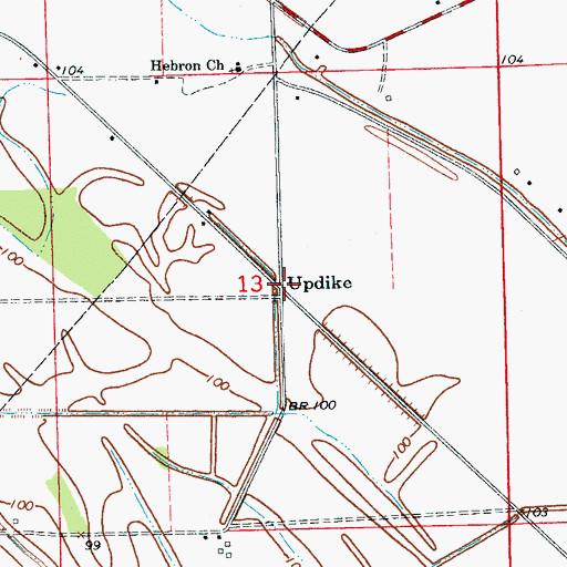 Topographic Map of Updike, MS