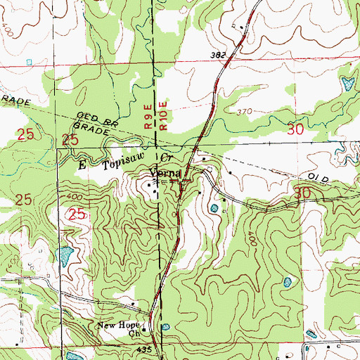 Topographic Map of Verna, MS