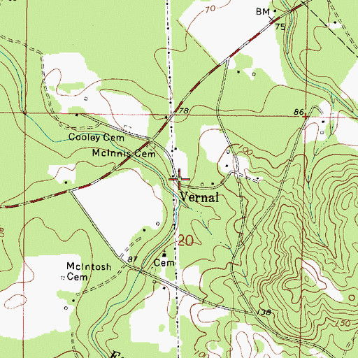 Topographic Map of Vernal, MS