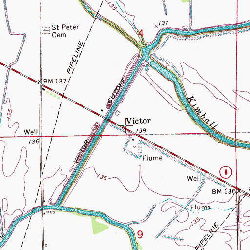Topographic Map of Victor, MS
