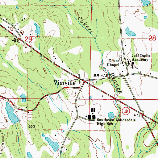 Topographic Map of Vimville, MS