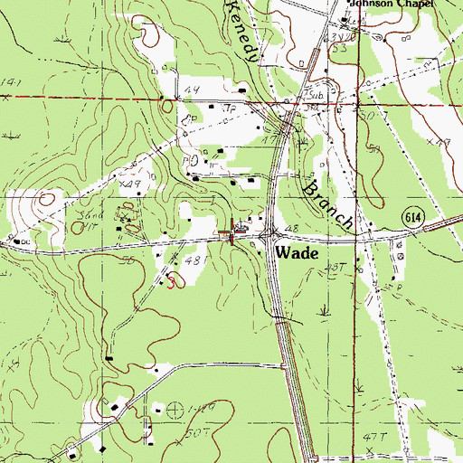 Topographic Map of Wade, MS