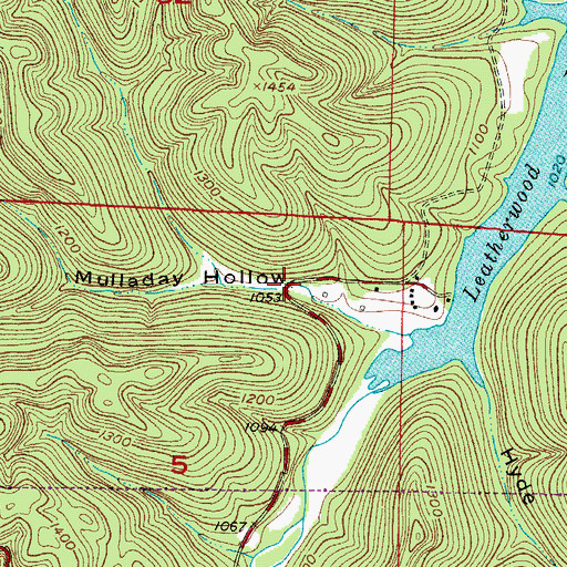 Topographic Map of Mulladay Hollow Bridge, AR