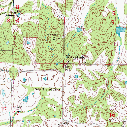 Topographic Map of Wakefield, MS