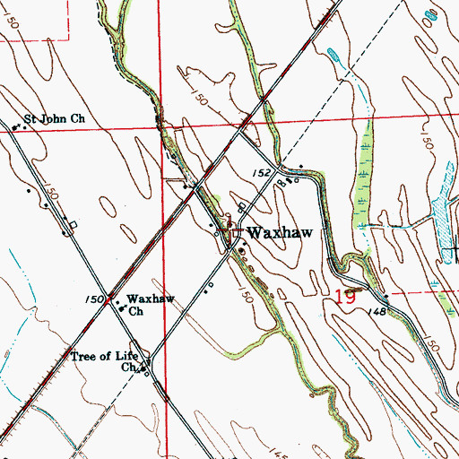 Topographic Map of Waxhaw, MS