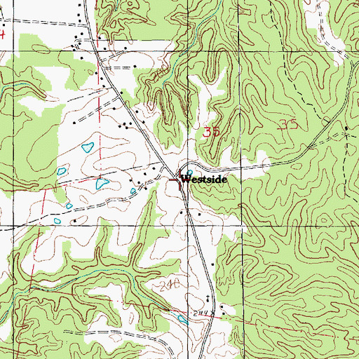 Topographic Map of Westside, MS