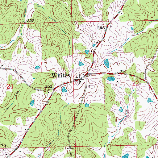 Topographic Map of Whites, MS