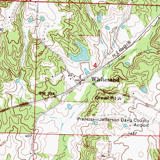 Topographic Map of Whitesand, MS