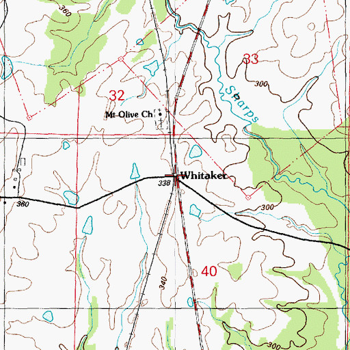 Topographic Map of Whitaker, MS