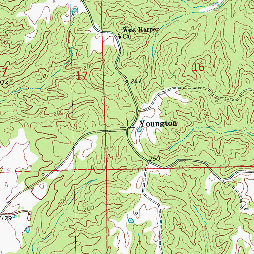 Topographic Map of Youngton, MS