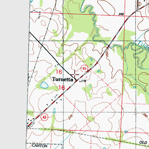 Topographic Map of Turnetta, MS
