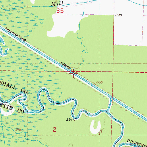 Topographic Map of Mill Creek, MS