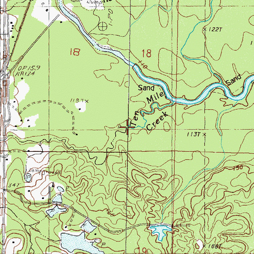 Topographic Map of Tenmile Creek, MS