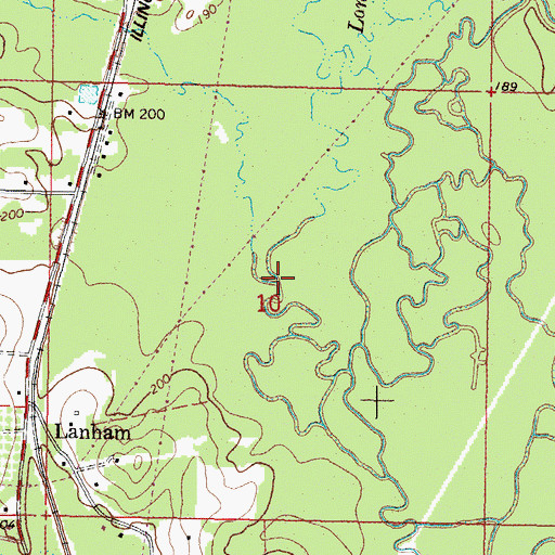 Topographic Map of Abbs Branch, MS