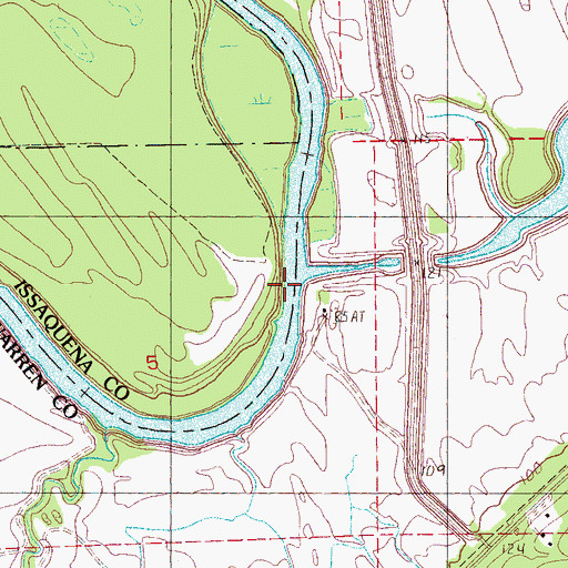 Topographic Map of Adams Landing, MS