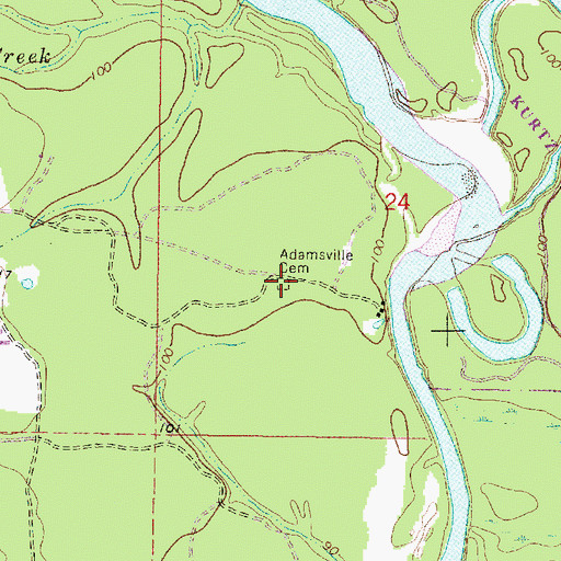 Topographic Map of Adamsville Cemetery, MS