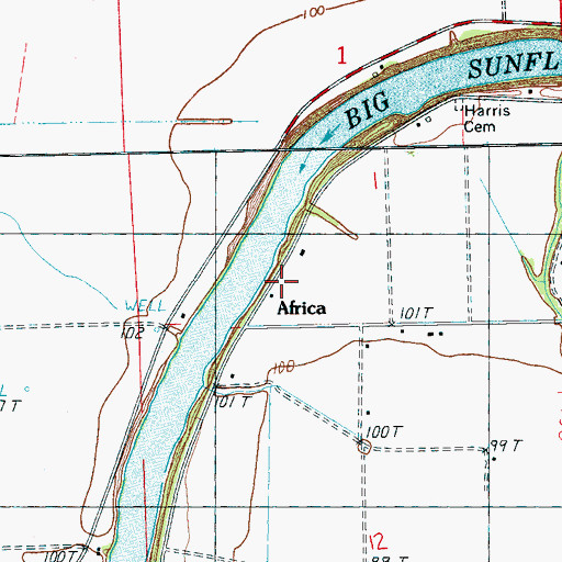 Topographic Map of Africa, MS