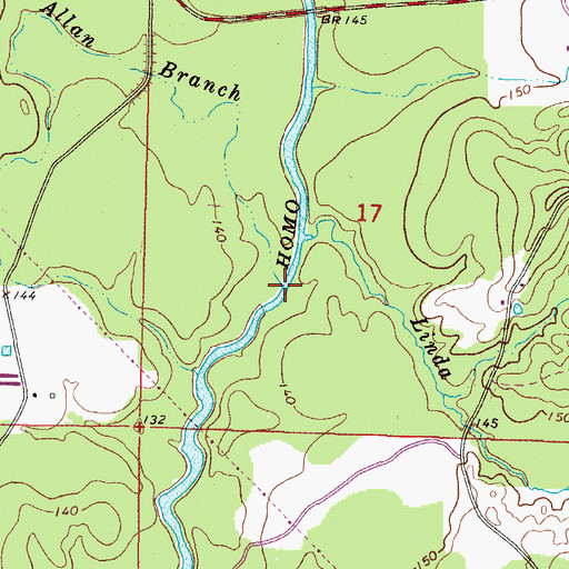 Topographic Map of Allan Branch, MS