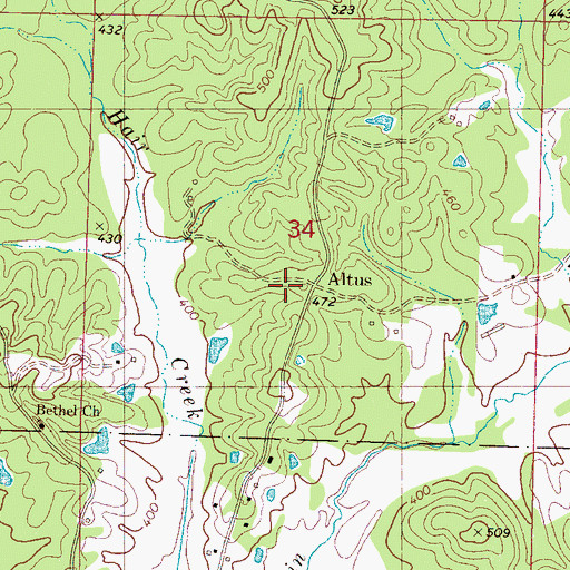 Topographic Map of Altus, MS