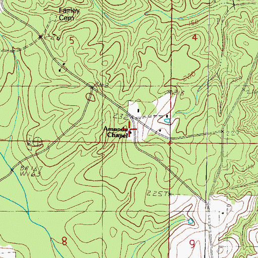 Topographic Map of Amanda Chapel Baptist Church, MS