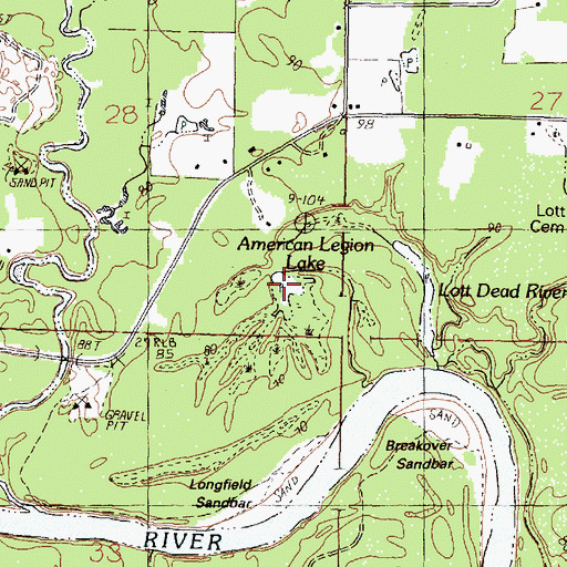 Topographic Map of American Legion Lake, MS