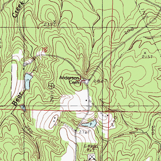 Topographic Map of Anderson Cemetery, MS
