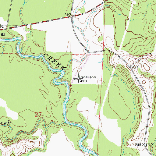 Topographic Map of Anderson Cemetery, MS